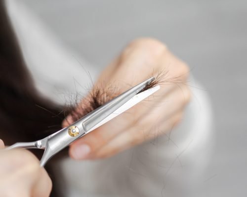 Woman does a haircut